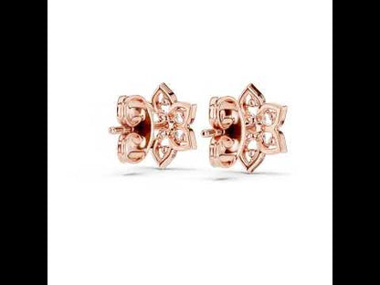 14K Rose Gold Round Lab-Grown Diamond Drop Earrings for Women | Wedding Wear | Pure Carat