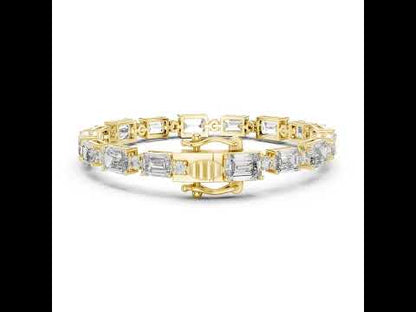 14k Rose Gold Emerald/Round Lab-Grown Diamond Engagement Bracelet | Pure Carat