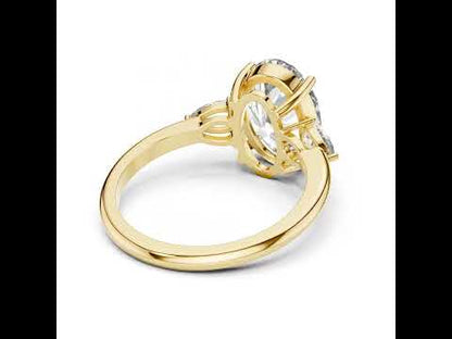 Oval & Pear Lab-Grown Diamond Bridal Stud Ring in 14K White Gold – Pure Carat