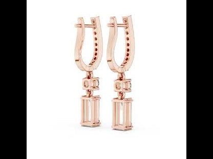 14K Yellow Gold Round & Baguette Lab-Grown Diamond Engagement Earrings for Women | Pure Carat