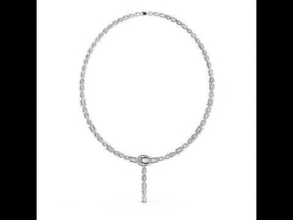 18k White Gold Emerald Marquise Pear Oval Lab-Grown Diamond Party Wear Necklace | Pure Carat