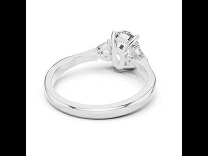 14K Yellow Gold Oval & Trillion Lab-Grown Diamond Engagement Ring for Women | Pure Carat