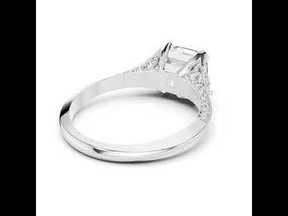 14K Yellow Gold Emerald Square Trillion & Round Lab-Grown Diamond Stud Ring for Women | Party Wear | Pure Carat