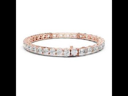 18k Yellow Gold Emerald/Round Lab-Grown Diamond Everyday Wear Bracelet | Pure Carat