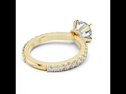 14K Yellow Gold Round Cut Diamond Stud Ring for Women | Bridal Jewellery | Pure Carat