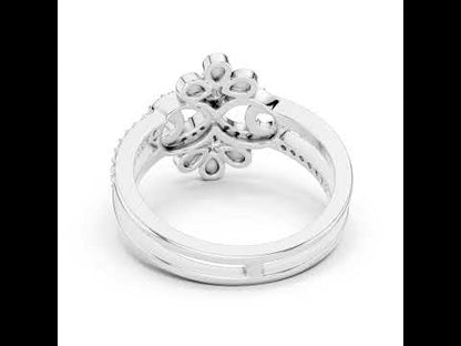 14K White Gold Round Lab-Grown Diamond Drop Bridal Ring for Women | Pure Carat