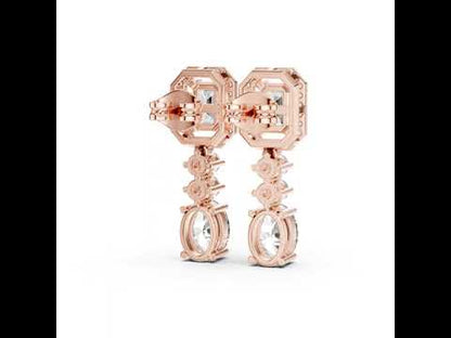 14K White Gold Earrings for Women | Emerald, Oval & Round Lab-Grown Diamonds | Pure Carat