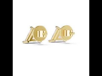 14K White Gold Triangle Lab-Grown Diamond Stud Earrings | PureCarat