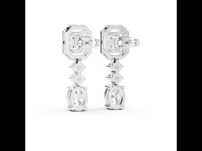 14k Rose Gold Oval/Emerald/Round Cut Diamond Party Wear Earrings for Women | Pure Carat