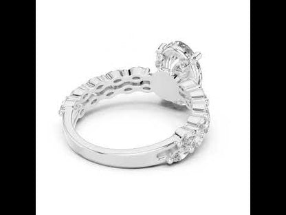 14K White Gold Marquise & Oval Lab-Grown Diamond Engagement Ring for Women - Pure Carat