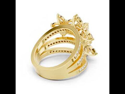 18K Rose Gold Round & Marquise Lab-Grown Diamond Engagement Ring for Women | Pure Carat