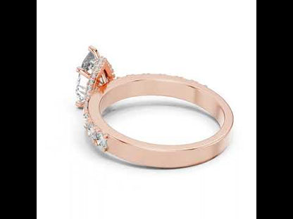 14K Rose Gold Pear & Round Lab-Grown Diamond Stud Ring for Women – Pure Carat