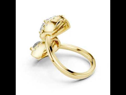18K Rose Gold Round & Pear Lab-Grown Diamond Engagement Ring for Women | Pure Carat