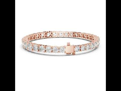 14k Rose Gold Round Lab-Grown Diamond Everyday Wear Bracelet for Women | Pure Carat