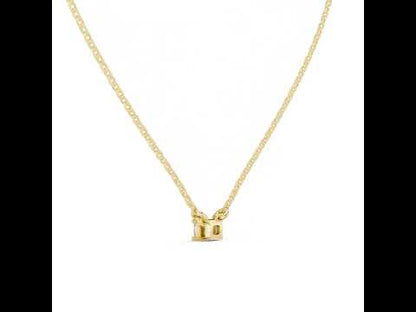 18K Yellow Gold Emerald & Round Lab-Grown Diamond Pendant for Women | Everyday Wear | Pure Carat