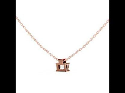 18K Rose Gold Emerald & Round Lab-Grown Diamond Pendant for Women | Everyday Wear | Pure Carat