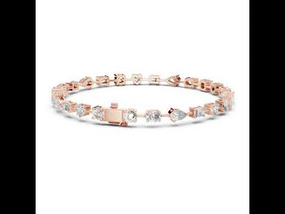 18k Rose Gold Emerald & Heart Lab-Grown Diamond Anniversary Gift Bracelet | Pure Carat