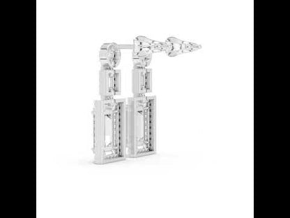 14K Yellow Gold Round & Baguette Lab-Grown Diamond Engagement Earrings for Women | Pure Carat