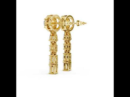 18k Yellow Gold Emerald/Marquise/Pear/Oval Cut Diamond Anniversary Earrings for Women | Pure Carat