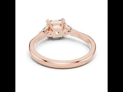 18K Rose Gold Trillion & Emerald Lab-Grown Diamond Stud Ring for Women | Party Wear | Pure Carat