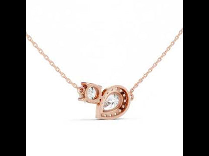18K White Gold Pear & Round Lab-Grown Diamond Pendant for Women | Everyday Wear | Pure Carat