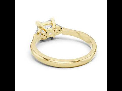 18K Yellow Gold Princess & Trillion Lab-Grown Diamond Ring for Women | Everyday Wear | Pure Carat