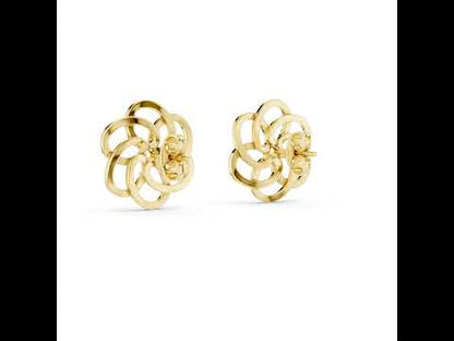 18K Yellow Gold Round Cut Diamond Stud Earrings for Women | Engagement Wear | Pure Carat