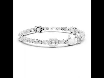 14k Yellow Gold Emerald/Round Lab-Grown Diamond Party Wear Bracelet | Pure Carat