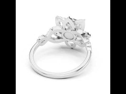 Pure Carat 14K Rose Gold Office Wear Ring with Round Lab-Grown Diamond