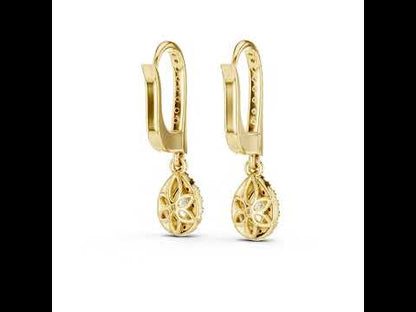 14K Yellow Gold Pear & Round Lab-Grown Diamond Stud Earrings for Women | Everyday Wear | Pure Carat