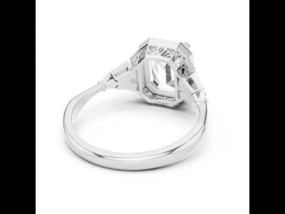 18K Rose Gold Emerald & Round Lab-Grown Diamond Ring for Women | Bridal Wear | Pure Carat