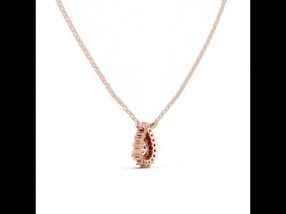 14K Rose Gold Pear & Round Lab-Grown Diamond Pendant for Women | Party Wear | Pure Carat