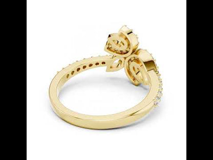 18K Yellow Gold Round Lab-Grown Diamond Drop Ring for Women | Office Wear | Pure Carat