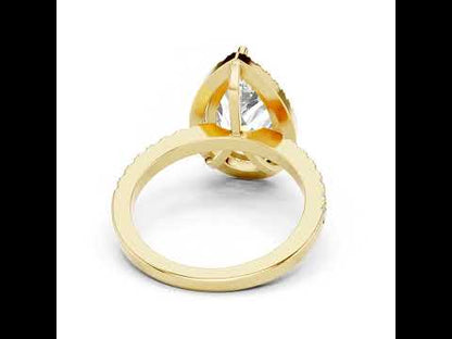 14K Rose Gold Pear & Round Lab-Grown Diamond Stud Ring for Women – Pure Carat
