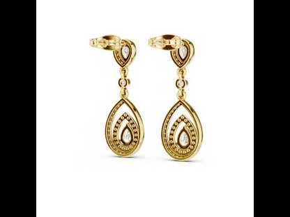 18K White Gold Round & Pear Lab-Grown Diamond Wedding Earrings for Women | Pure Carat