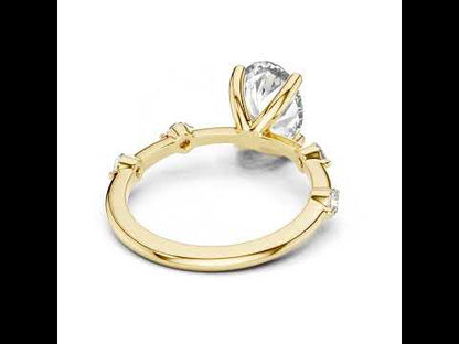 Oval & Round Lab-Grown Diamond Solitaire Ring in 18K Rose Gold – Pure Carat