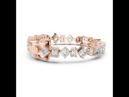 14k Yellow Gold Emerald/Princess/Round Lab-Grown Diamond Wedding Bracelet | Pure Carat