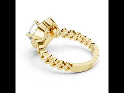 18K Rose Gold Round Diamond Drop Ring for Women Wedding Jewellery Pure Carat