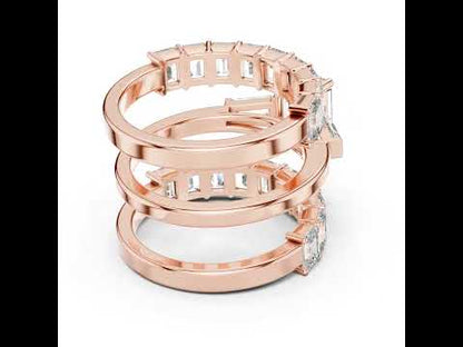 18K Rose Gold Emerald & Baguette Lab-Grown Diamond Engagement Ring for Women | Pure Carat