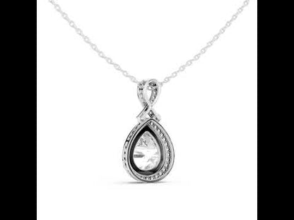 14K White Gold Pear & Round Lab-Grown Diamond Pendant for Women | Engagement | Pure Carat