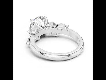 14K White Gold Marquise, Bug & Round Cut Diamond Engagement Ring for Women – Pure Carat