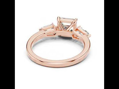18K Rose Gold Asscher & Kite Lab-Grown Diamond Engagement Ring for Women | Pure Carat