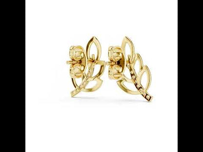 18K Yellow Gold Round Lab-Grown Diamond Earrings for Women | Wedding Wear | Pure Carat
