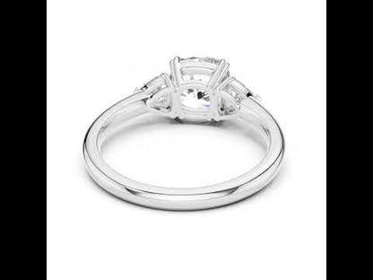 Trillion & Cushion Lab-Grown Diamond Ring in 18K Yellow Gold for Women – Pure Carat