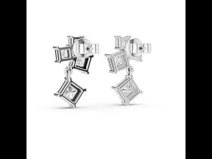 Women’s Office Wear Princess Cut Lab-Grown Cut Stud Earrings in 14K White Gold - Pure Carat