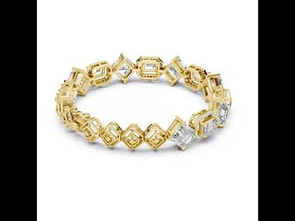 18K White Gold Emerald & Round Lab-Grown Diamond Bracelet for Women - Pure Carat