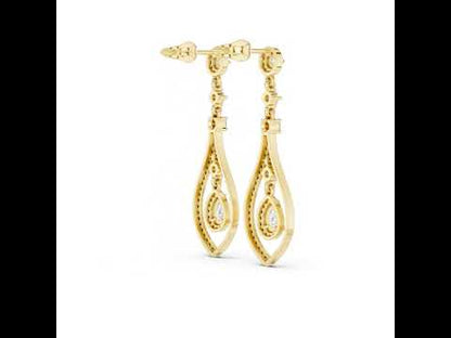 18K Rose Gold Round & Pear Lab-Grown Diamond Wedding Earrings for Women | Pure Carat