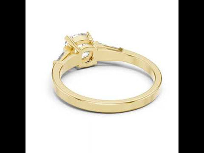 14K Yellow Gold Cushion & Baguette Lab-Grown Diamond Solitaire Ring for Women | Anniversary Gift | Pure Carat