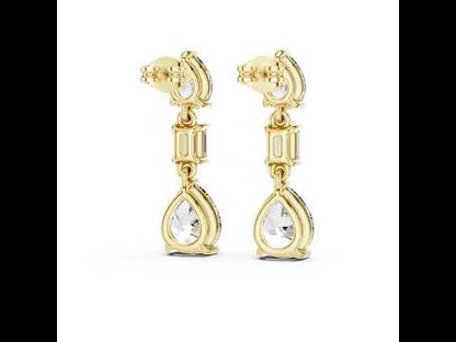 18K White Gold Pear & Emerald Lab-Grown Diamond Earrings for Women | Office Wear | Pure Carat