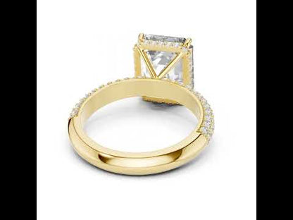 14K Yellow Gold Round & Emerald Lab-Grown Diamond Engagement Ring for Women | Pure Carat